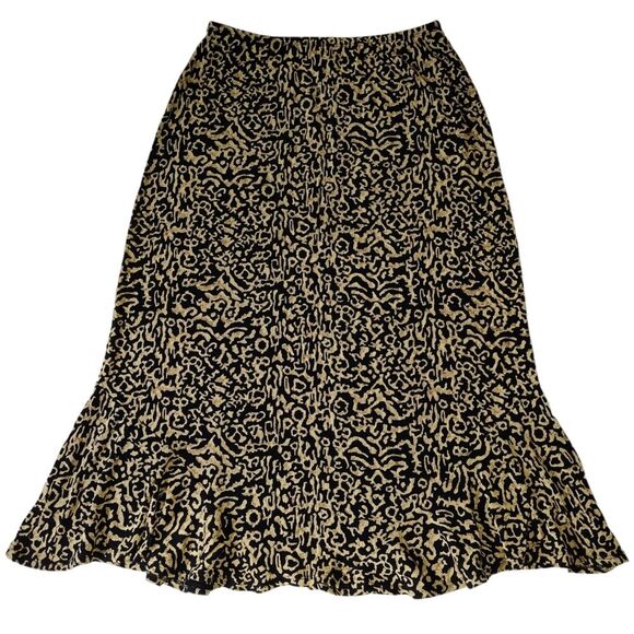 Mirasol Vintage Abstract Gold and Black Stretchy Women's Midi Skirt Size M - Picture 4 of 7